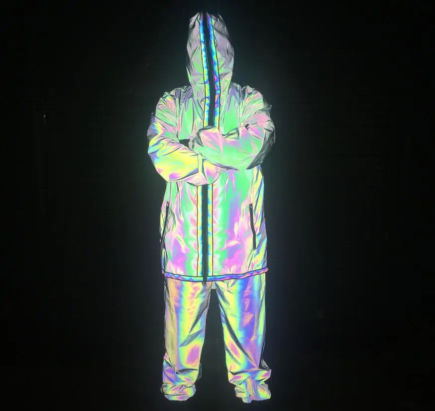 Mens Unique Reflective Glowing Windproof Hooded Jacket Streetwear Punk Hip-hop Dance Luminous Windbreaker Zipper-up Coat
Mens Unique Reflective Glowing Windproof Hooded Jacket Streetwear Punk Hip-hop Dance Luminous Windbreaker Zipper-up Coat