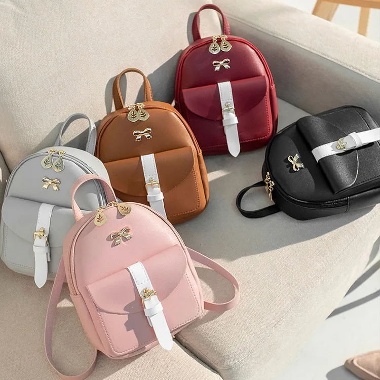 Wholesale Small Fashion Purses Backpack Pink School Bag Mini Leather Women Mini Cute Bow Backpack and Handbags for Girls, 5 colors 
Wholesale Small Fashion Purses Backpack Pink School Bag Mini Leather Women Mini Cute Bow Backpack and Handbags for Girls, 5 colors