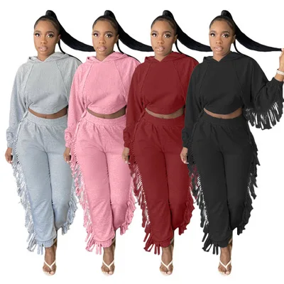 CL-023 Two Piece New Arrival Casual Sport Women Sets Long Sleeve Hoodie Tassel Solid Color 2 Piece Set Tracksuit 
CL-023 Two Piece New Arrival Casual Sport Women Sets Long Sleeve Hoodie Tassel Solid Color 2 Piece Set Tracksuit