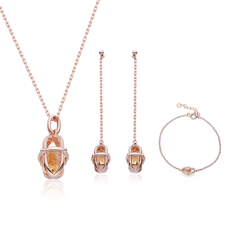 Custom Jewelry Manufacturer 925 Silver Wedding Gift Women Necklace/Bracelet/Earrings Natural Citrine Jewelry Set, Rose gold
Custom Jewelry Manufacturer 925 Silver Wedding Gift Women Necklace/Bracelet/Earrings Natural Citrine Jewelry Set, Rose gold