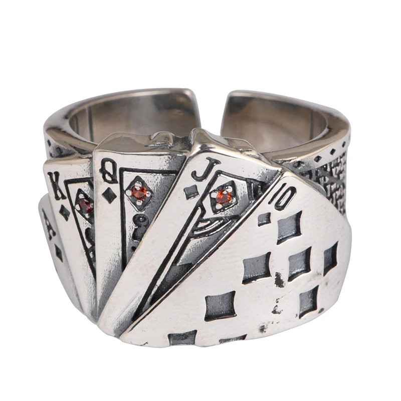 100% 925 sterling silver Retro poker Solitaire men's index finger ring Cross border wholesale
100% 925 sterling silver Retro poker Solitaire men's index finger ring Cross border wholesale