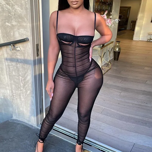Jumpsuits One Piece Elegant Transparent Jumpsuit Sexy Fashion Sexy Gauze Perspective Camisole Skinny Party Jumpsuit Stage -YS, White,black
Jumpsuits One Piece Elegant Transparent Jumpsuit Sexy Fashion Sexy Gauze Perspective Camisole Skinny Party Jumpsuit Stage -YS, White,black