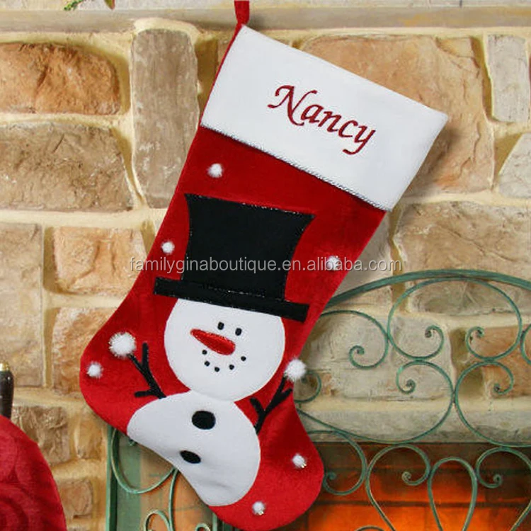 christmas decor velvet smiling snowman christmas stocking