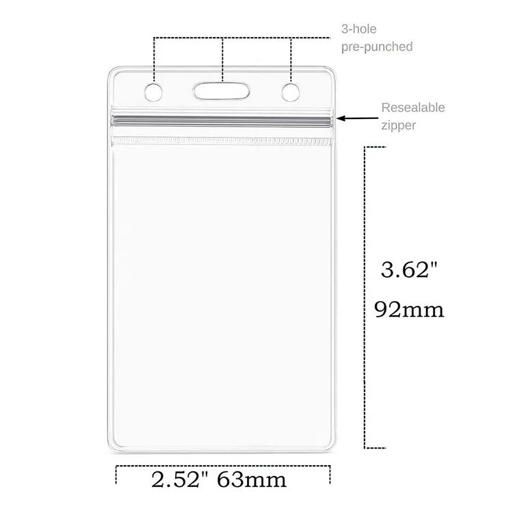 Amazon Hot Selling Transparent PVC Vertical Plastic Card Holder Waterproof ID Badge Card Holder
Amazon Hot Selling Transparent PVC Vertical Plastic Card Holder Waterproof ID Badge Card Holder