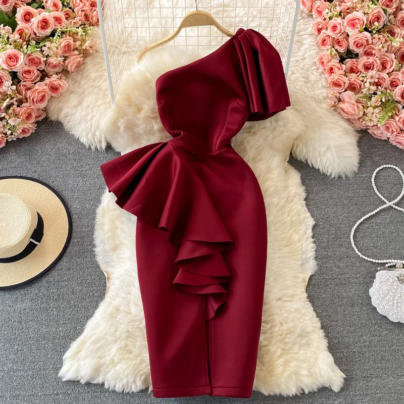 New Women Sleeveless Solid Off The Shoulder Slit Pencil Ruffle Casual Party Evening Vestidos African Women Long Office Dress
New Women Sleeveless Solid Off The Shoulder Slit Pencil Ruffle Casual Party Evening Vestidos African Women Long Office Dress