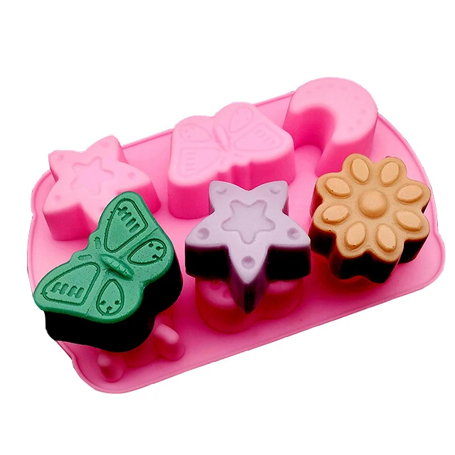 DIY 6-hole chocolate mold insect butterfly star moon cake heart silicone mold cake baking tools, Pink
DIY 6-hole chocolate mold insect butterfly star moon cake heart silicone mold cake baking tools, Pink