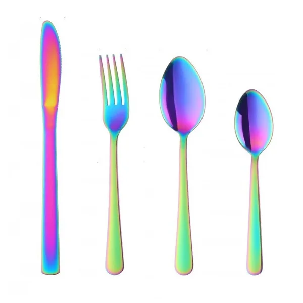 High Quality Iridescent Stainless Steel 4 piece Flatware Set Included Knife Fork Spoon Cutlery for Camping Restaurant
High Quality Iridescent Stainless Steel 4 piece Flatware Set Included Knife Fork Spoon Cutlery for Camping Restaurant
