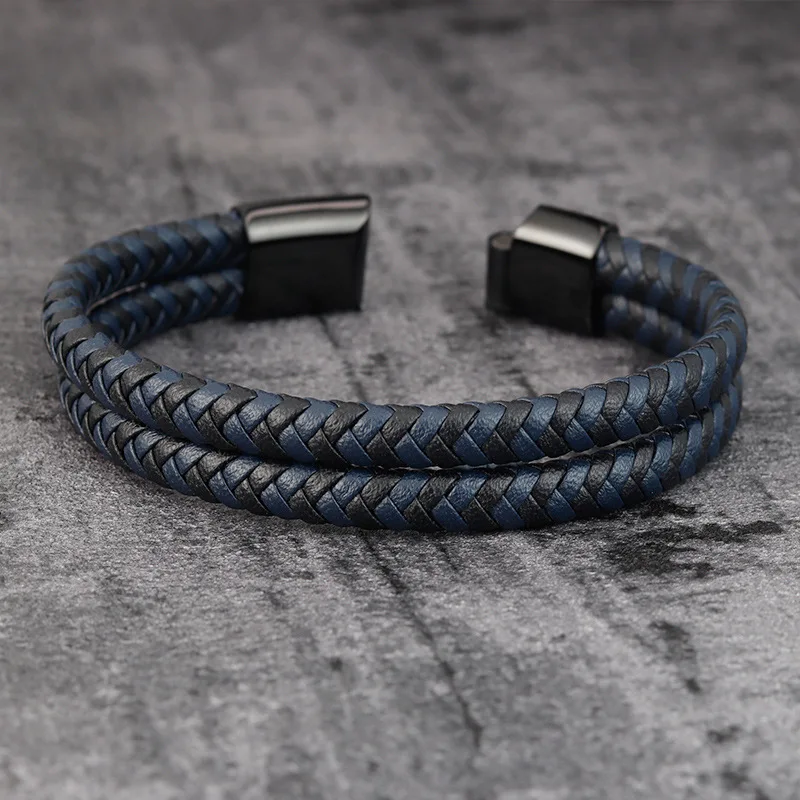 High Quality Unisex stainless steel Jewelry leather bracelets for men and women, Black
High Quality Unisex stainless steel Jewelry leather bracelets for men and women, Black