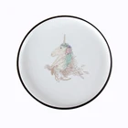Nordic simple high quality gold stamping ceramic unicorn 8 inch pizza ceramic dinner plate
