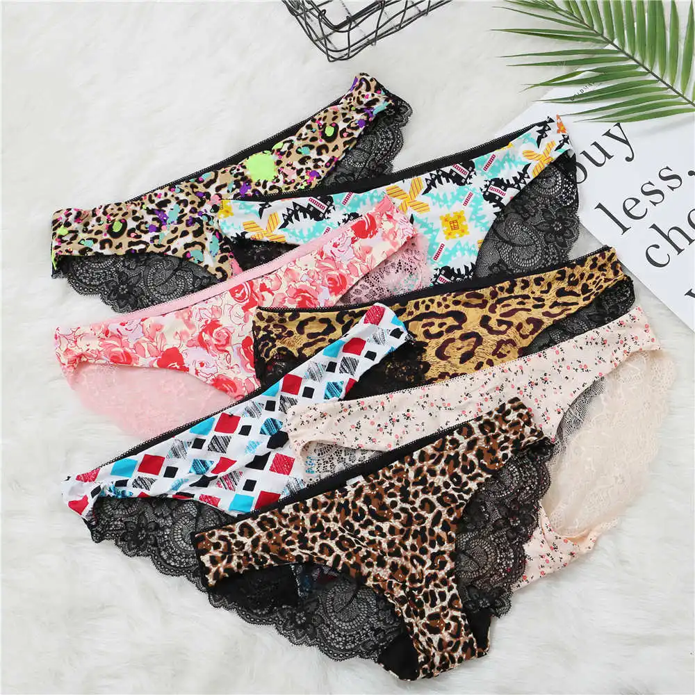 Fashion Women's Sexy Lace Panties Seamless Underwear Leopard Ice Silk for Girl Bikini Cotton Crotch Transparent Lingerie, Mixed, as picture
Fashion Women's Sexy Lace Panties Seamless Underwear Leopard Ice Silk for Girl Bikini Cotton Crotch Transparent Lingerie, Mixed, as picture