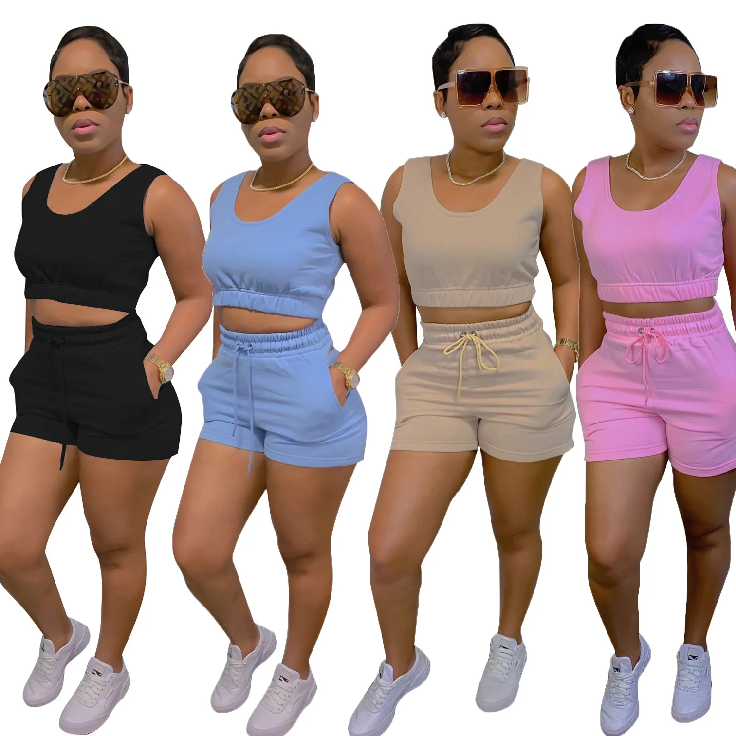 women's pure color sports two-piece suit summer sets for women clothing biker shorts two piece set womens
women's pure color sports two-piece suit summer sets for women clothing biker shorts two piece set womens