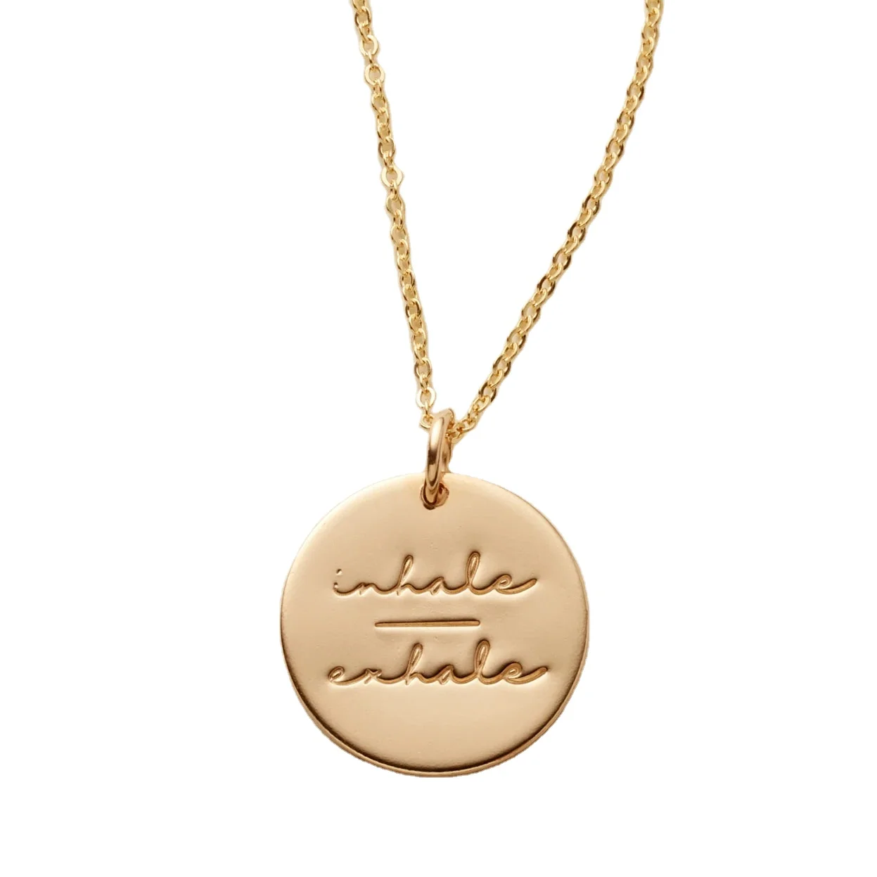 Delicate Inhale Over Exhale inspirational Disc Pendant Necklace Jewelry ,18inch
Delicate Inhale Over Exhale inspirational Disc Pendant Necklace Jewelry ,18inch