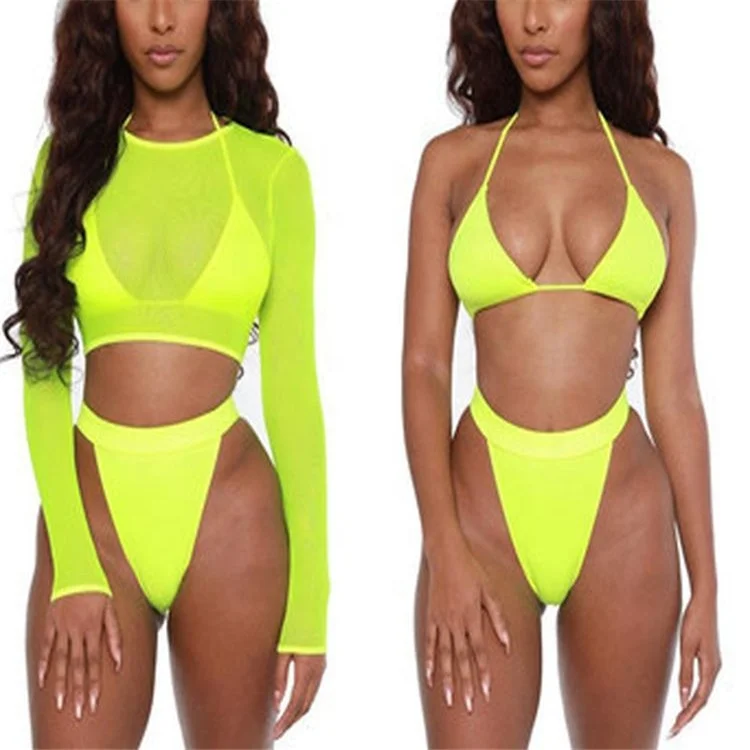 2020 Custom 3 Pieces Bathing Suit Women Mesh Sexy Bikini Cover Up Long Sleeve High Waisted Swimsuit Swimwear, Picture
2020 Custom 3 Pieces Bathing Suit Women Mesh Sexy Bikini Cover Up Long Sleeve High Waisted Swimsuit Swimwear, Picture