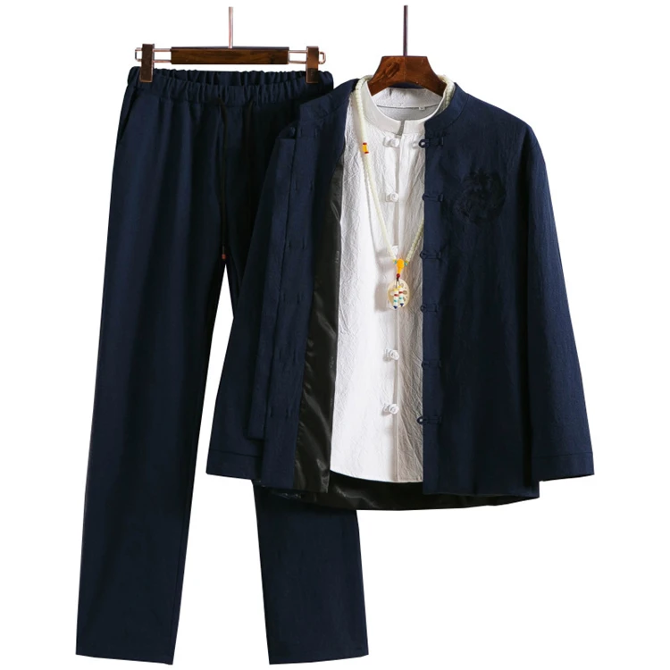 2021 New Chinese-style linen men clothes set with long sleeve button-down and stand-up collar casual suits set for men
2021 New Chinese-style linen men clothes set with long sleeve button-down and stand-up collar casual suits set for men