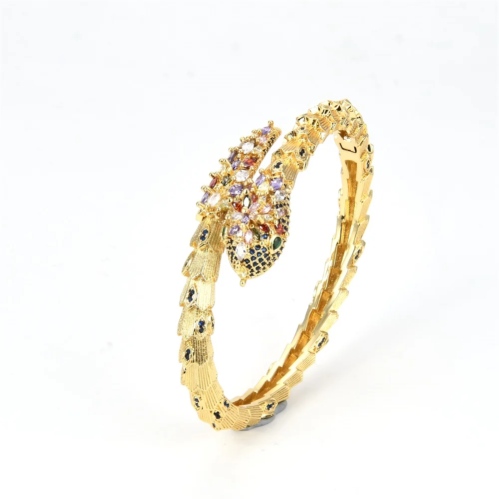 Charm custom jewelry micro pave zircon 18K gold copper dianmond crystal snake bangle bracelets for women, Glod
Charm custom jewelry micro pave zircon 18K gold copper dianmond crystal snake bangle bracelets for women, Glod