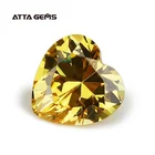 3x3mm~8x8mm Golden Yellow Heart Shape Loose Cubic Zirconia Synthetic Diamond Stones
