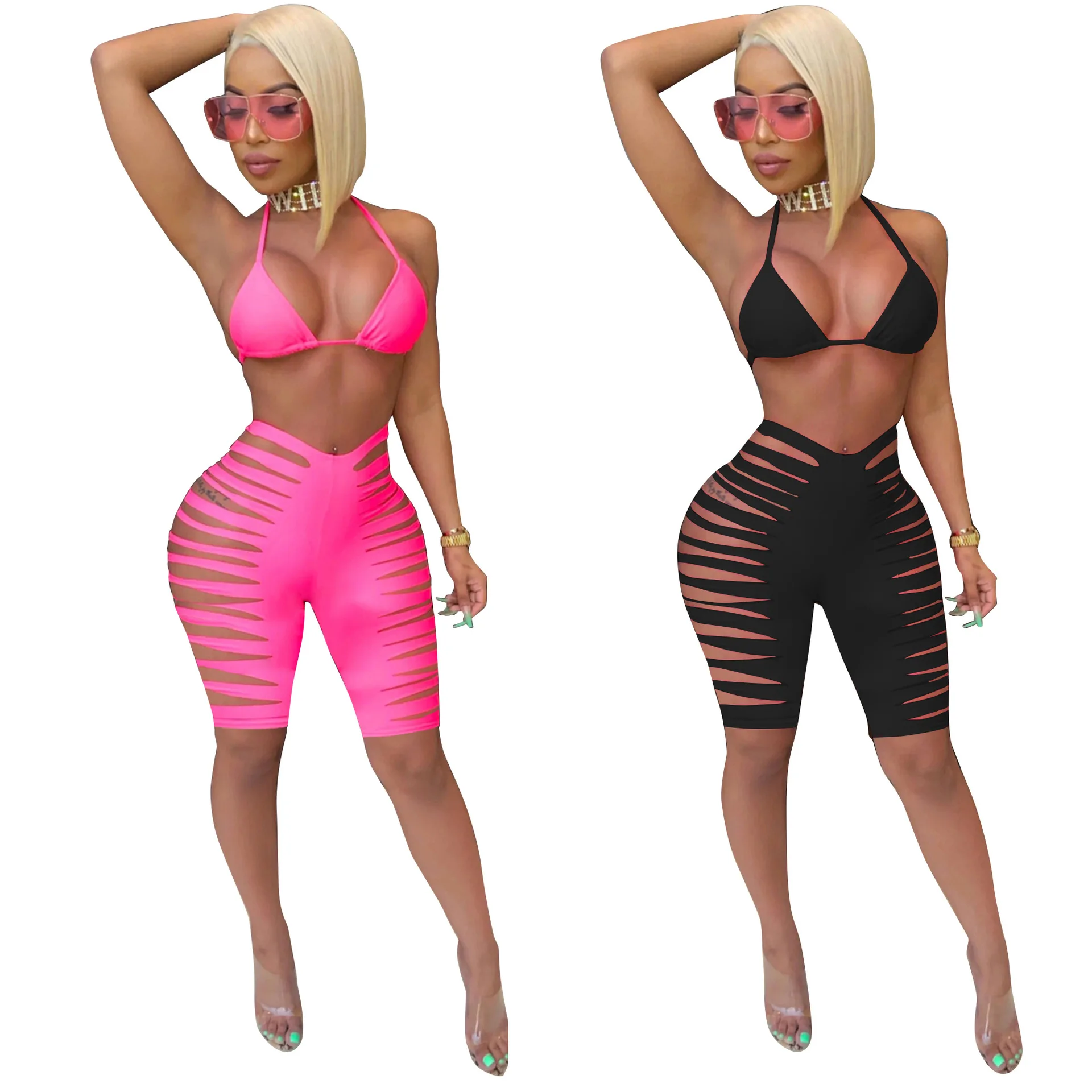 2021 New Arrivals Fashion Women Sexy Back Drawstring Bra Short Pants 2 Pieces Set Ripped Hollow Out Bikini, Picture show
2021 New Arrivals Fashion Women Sexy Back Drawstring Bra Short Pants 2 Pieces Set Ripped Hollow Out Bikini, Picture show