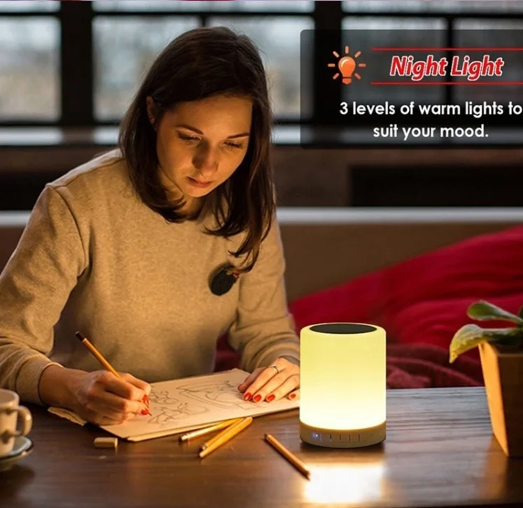 USB Rechargeable Built-in Battery 1800mAH RGB Smart Touch Control Mini Portable Table LED Night Lights