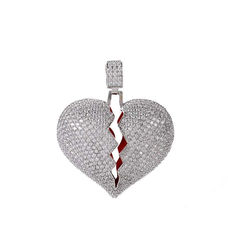 Full Micro Pave Cubic Zircon Broken Heart Necklace Iced Out CZ Bling Bling Broken Heart Pendant Necklace
Full Micro Pave Cubic Zircon Broken Heart Necklace Iced Out CZ Bling Bling Broken Heart Pendant Necklace