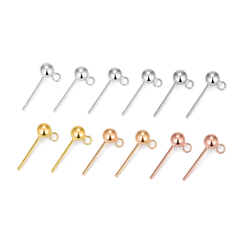 DIY Accessories 3 4 MM 18K Gold S925 Sterling Silver Needle Earrings Ear Pins Earring Stud with Loop for Jewelry Making Findings
DIY Accessories 3 4 MM 18K Gold S925 Sterling Silver Needle Earrings Ear Pins Earring Stud with Loop for Jewelry Making Findings