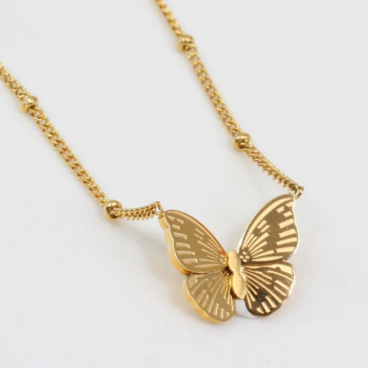 Women Jewelry Butterfly Charm Pendant Wholesale Customize Personalized 18k Gold Plated Stainless Steel Butterfly Necklace, Picture shows
Women Jewelry Butterfly Charm Pendant Wholesale Customize Personalized 18k Gold Plated Stainless Steel Butterfly Necklace, Picture shows
