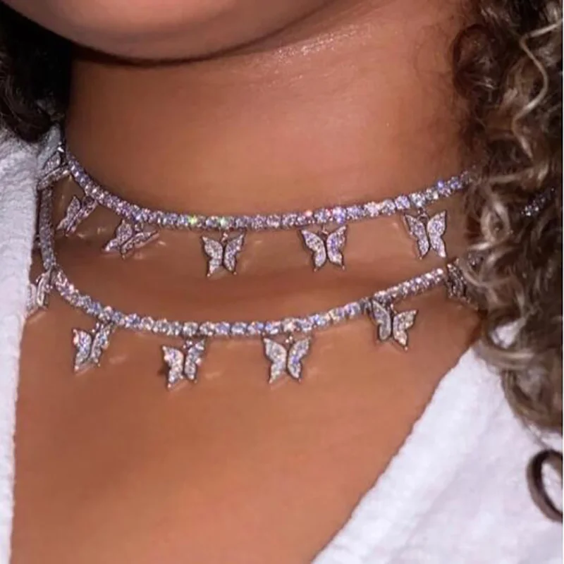 Bling Butterfly Pendant Necklace Shiny Crystal Clavicle Tennis Chain Charm Diamond Butterfly Necklace Jewelry, Gold, silver
Bling Butterfly Pendant Necklace Shiny Crystal Clavicle Tennis Chain Charm Diamond Butterfly Necklace Jewelry, Gold, silver