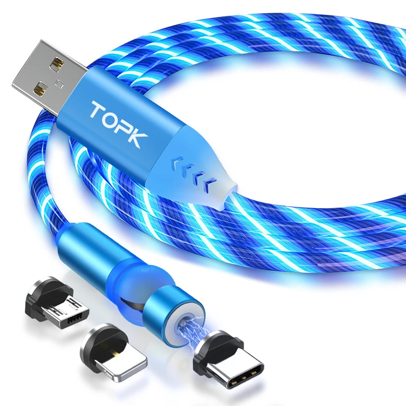 TOPK AM22 1M/2M Wholesale Magnetic USB Cable Flowing Light Phone Accessories Micro USB Led Luminous Cable, Green/red/blue/silver
TOPK AM22 1M/2M Wholesale Magnetic USB Cable Flowing Light Phone Accessories Micro USB Led Luminous Cable, Green/red/blue/silver