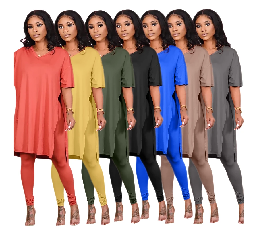 Womens Sets For Spring Solid Color Split Plus Size Two Piece Set Casual Short Sleeve Pants Sets For Women
Womens Sets For Spring Solid Color Split Plus Size Two Piece Set Casual Short Sleeve Pants Sets For Women
