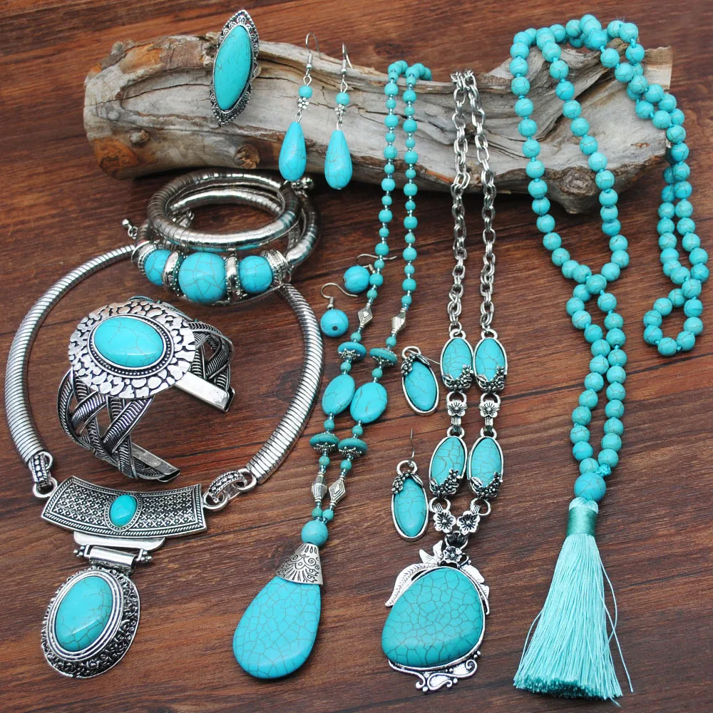 Fashion Turquoise Jewelry Set Round Beaded Tassels Pendant Long Sweater Chain For Women Wholesale
Fashion Turquoise Jewelry Set Round Beaded Tassels Pendant Long Sweater Chain For Women Wholesale