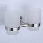 Bathroom Wall Mounted Glass Tumbler Cup Double Toothbrush Holder