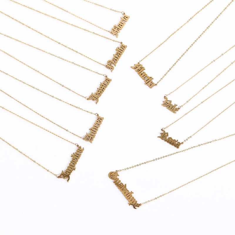 New Golden Stainless Steel Name Necklace Customized Stainless Steel Jewelry Name Lady Stainless Steel Necklace
New Golden Stainless Steel Name Necklace Customized Stainless Steel Jewelry Name Lady Stainless Steel Necklace