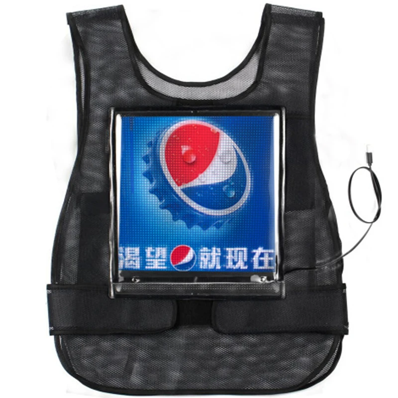 Wireless APP Control Walking Advertising LED Vest Message and Emoticon Displaying LED Jacket LED Vest
Wireless APP Control Walking Advertising LED Vest Message and Emoticon Displaying LED Jacket LED Vest