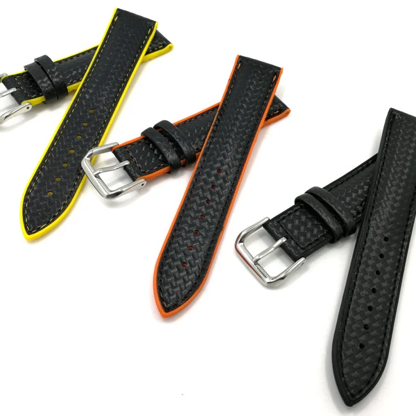 Hot sale carbon fiber genuine leather skin botton silicone watch strap, Black,yellow ,orange
Hot sale carbon fiber genuine leather skin botton silicone watch strap, Black,yellow ,orange
