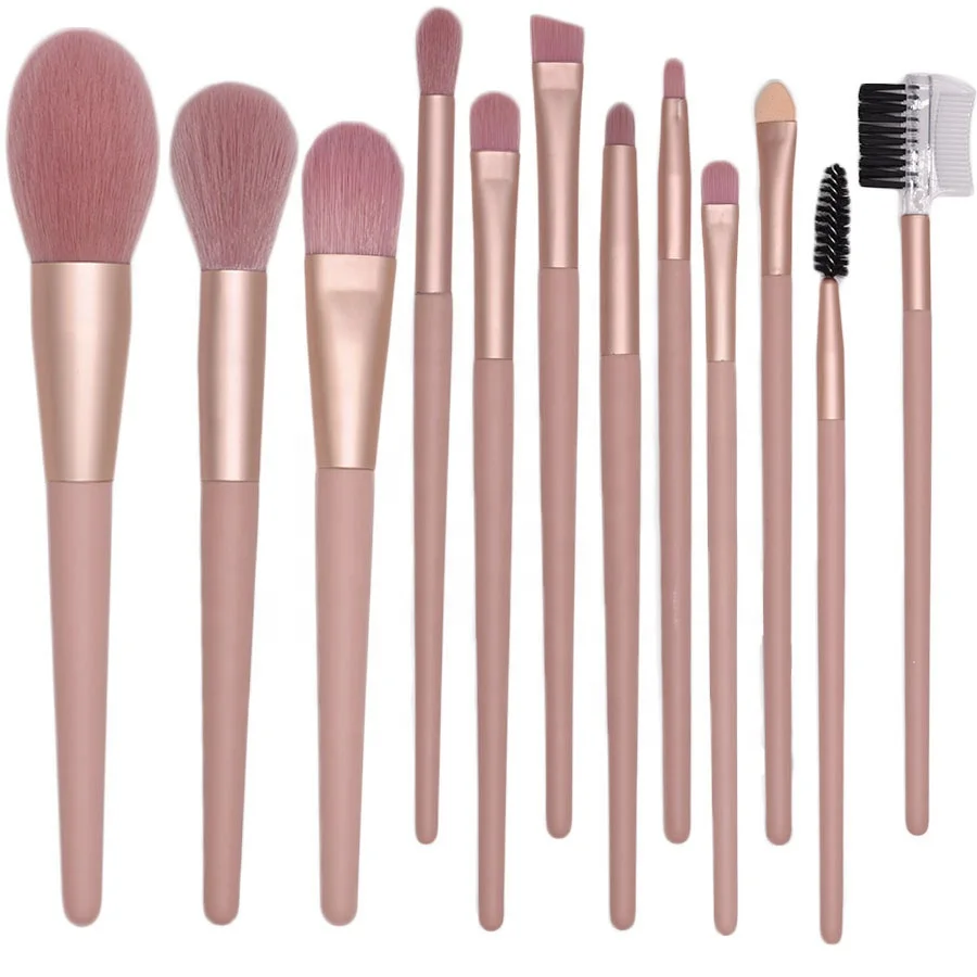 Hotselling cosmetic brush sets 12pcs pink color soft facial makeup brushes with PU bag
Hotselling cosmetic brush sets 12pcs pink color soft facial makeup brushes with PU bag
