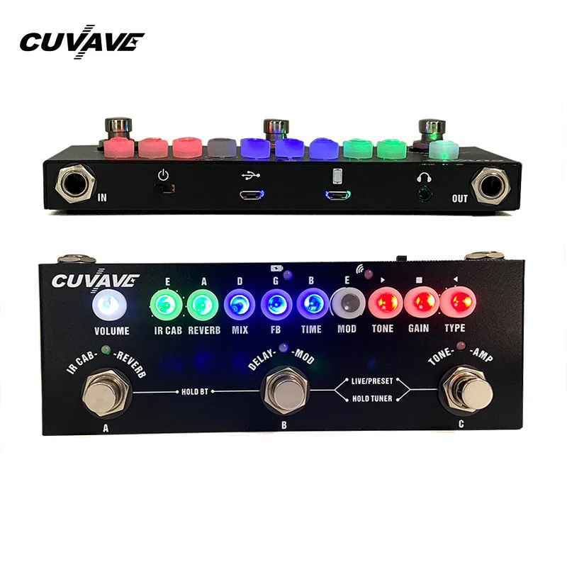 

Cuvave CUBE BABY Guitar Pedal Rechargeable Multi Effects Pedal Delay Chorus Phaser Reverb Effect Pedal Guitar Accessories, Black