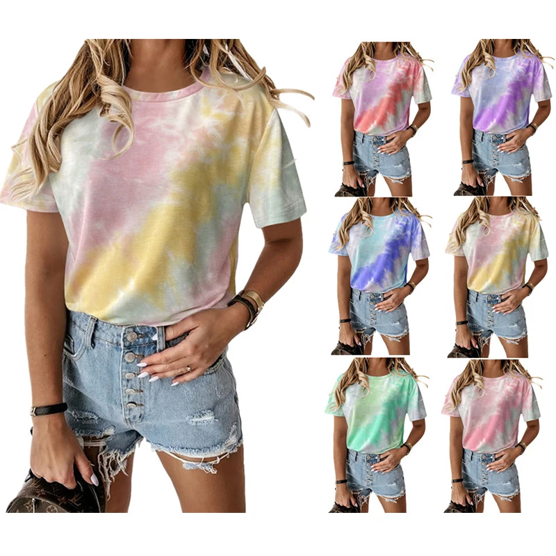 New Listing 2021 casual tie-dye t-shirt wholesale round-neck short sleeved oversized t-shirt women
New Listing 2021 casual tie-dye t-shirt wholesale round-neck short sleeved oversized t-shirt women