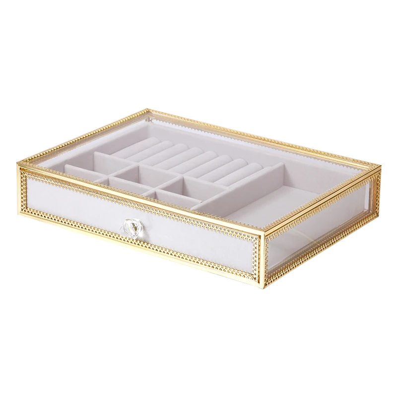 Glass and Gold Home Fashion Jewelry Makeup Drawer Organizer with Display Velvet Tray
Glass and Gold Home Fashion Jewelry Makeup Drawer Organizer with Display Velvet Tray