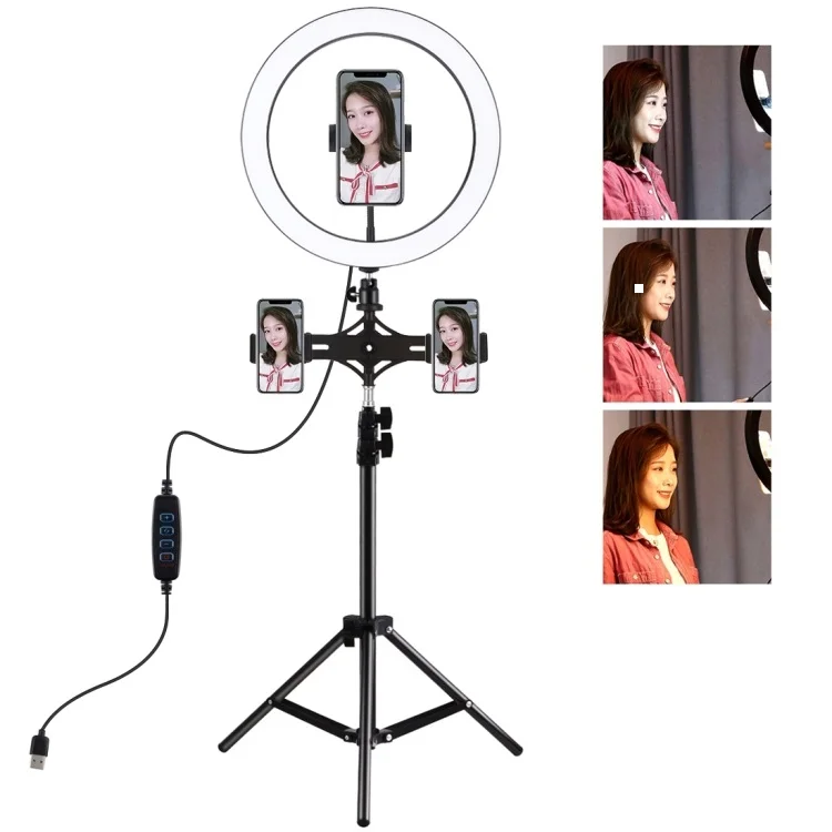 Wholesale 1.1m Tripod Mount Dual Phone Bracket 12 inch LED Ring Vlogging Video Light Live Broadcast Kit
Wholesale 1.1m Tripod Mount Dual Phone Bracket 12 inch LED Ring Vlogging Video Light Live Broadcast Kit