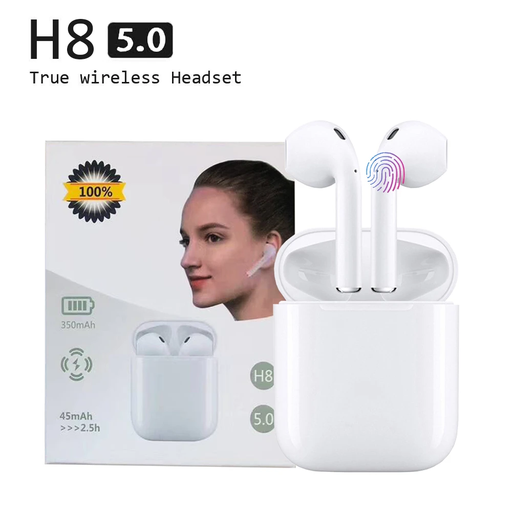 2019 trending amazon hot H8 Tws 5.0 Touch Control With Wireless Charging Earphones Bluetooth Wireless Earbuds Audifonos - ANKUX.COM
