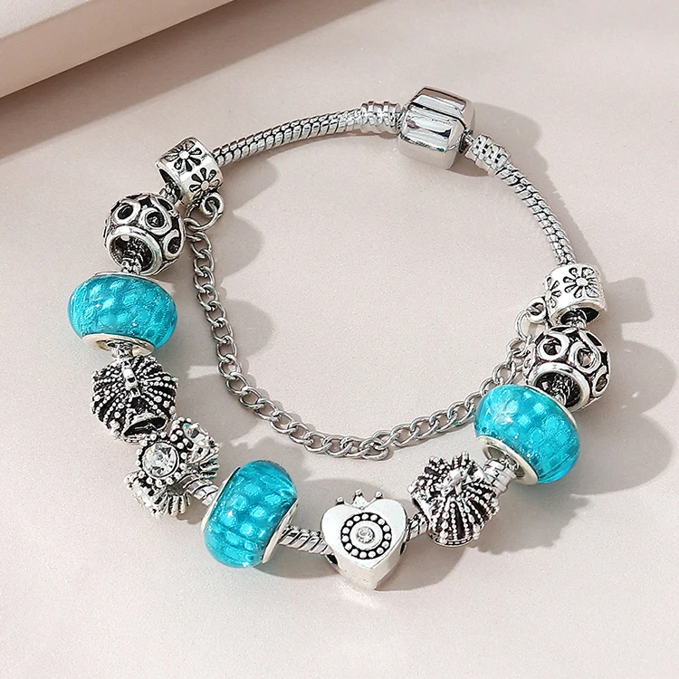 Best Selling Retro Silver Plated Glass CZ Zircon Beads Charms Bracelet Rhinestone Crystal Flower Heart Charm Bracelet For Party, Picture color
Best Selling Retro Silver Plated Glass CZ Zircon Beads Charms Bracelet Rhinestone Crystal Flower Heart Charm Bracelet For Party, Picture color