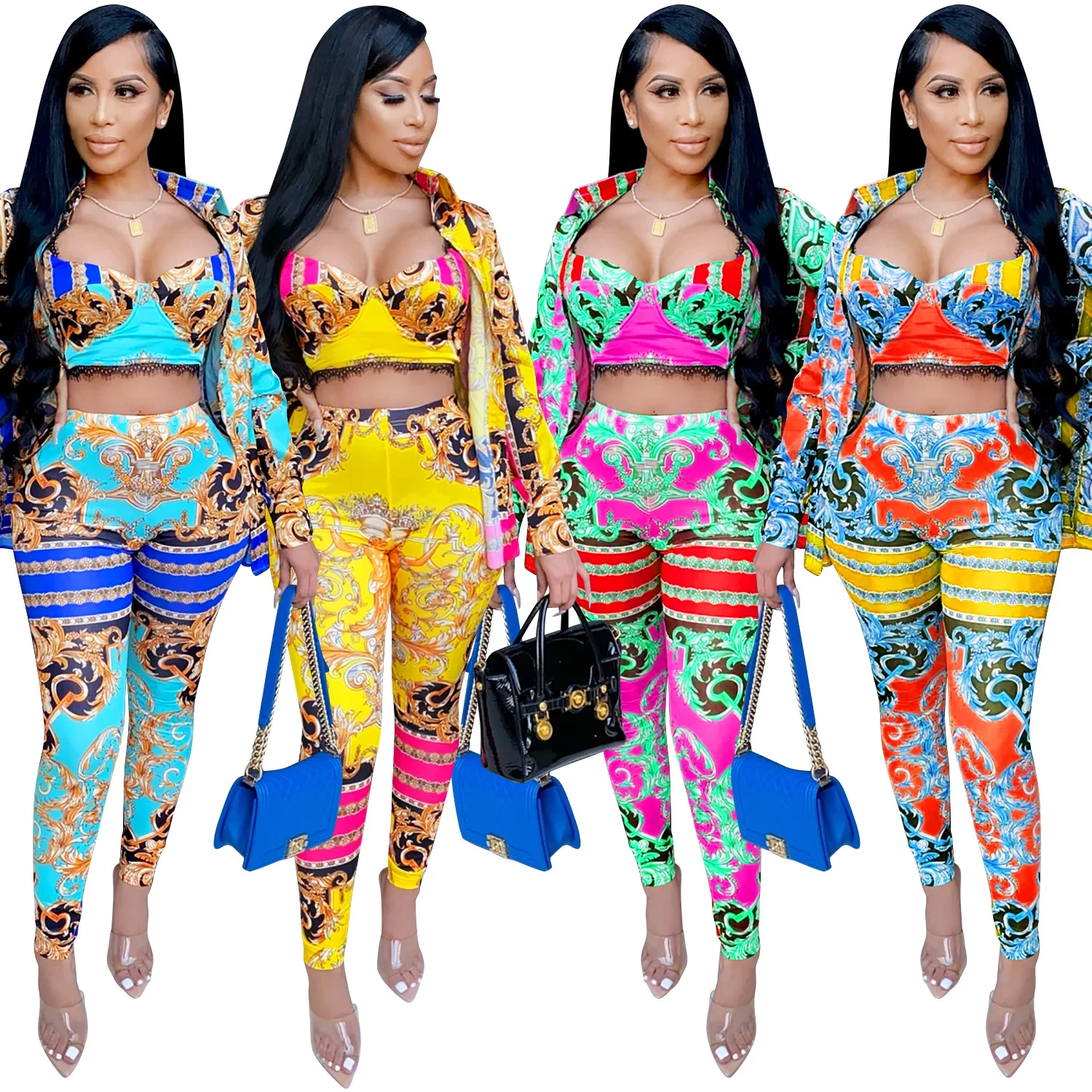 2021 New arrival autumn and winter hot selling fashion casual print silk fabric digital sexy printing suit
2021 New arrival autumn and winter hot selling fashion casual print silk fabric digital sexy printing suit