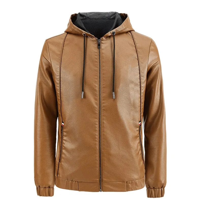 Custom men's leather jacket with hooded spring & autumn High quality young man design casual new arrival coat
Custom men's leather jacket with hooded spring & autumn High quality young man design casual new arrival coat