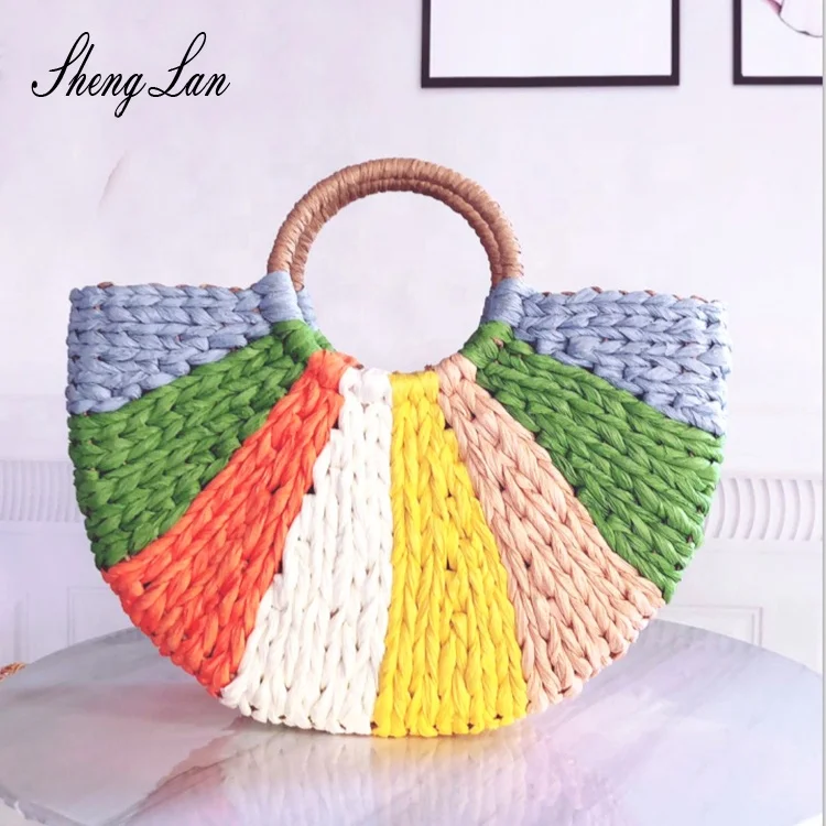 Shenglan Hot sale Summer Rainbow Straw Bags Friendly Material Woven Handbag Fashion Women Hand Bags 2021 
Shenglan Hot sale Summer Rainbow Straw Bags Friendly Material Woven Handbag Fashion Women Hand Bags 2021