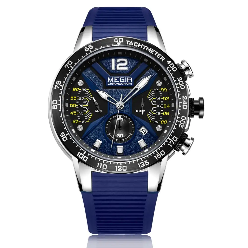 Relogio Masculino Megir 2106 Silicone Straps Waterproof Chronograph Sport Watches Fashion Blue Quartz Watch For Men, Black, blue
Relogio Masculino Megir 2106 Silicone Straps Waterproof Chronograph Sport Watches Fashion Blue Quartz Watch For Men, Black, blue