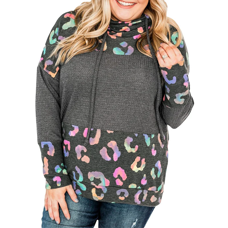 Wholesale Women's Pullovers Leopard Patchwork Waffle Sweat Shirt Cowl Neck Plus Size Sweatshirt
Wholesale Women's Pullovers Leopard Patchwork Waffle Sweat Shirt Cowl Neck Plus Size Sweatshirt