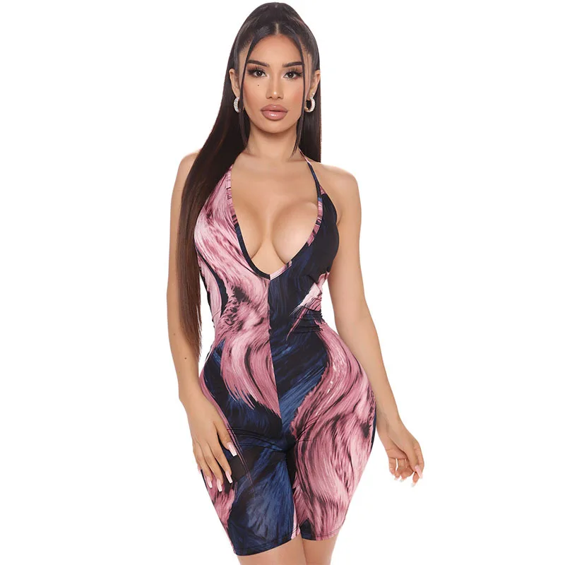Trendy Summer Open Back Halter V Neck 2021 Print Romper Sleeveless Sexy Rompers For Women -PT, Rose red
Trendy Summer Open Back Halter V Neck 2021 Print Romper Sleeveless Sexy Rompers For Women -PT, Rose red