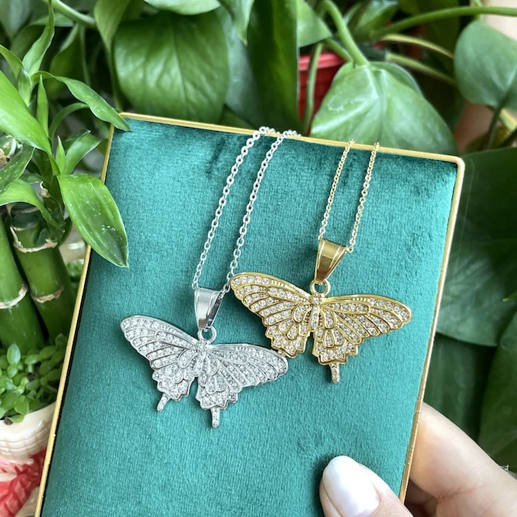 stainless steel Cubic Zircon Butterfly Pendants Women Necklace Men's Hip Hop silver plated Necklace Party Jewelry Gift 
stainless steel Cubic Zircon Butterfly Pendants Women Necklace Men's Hip Hop silver plated Necklace Party Jewelry Gift