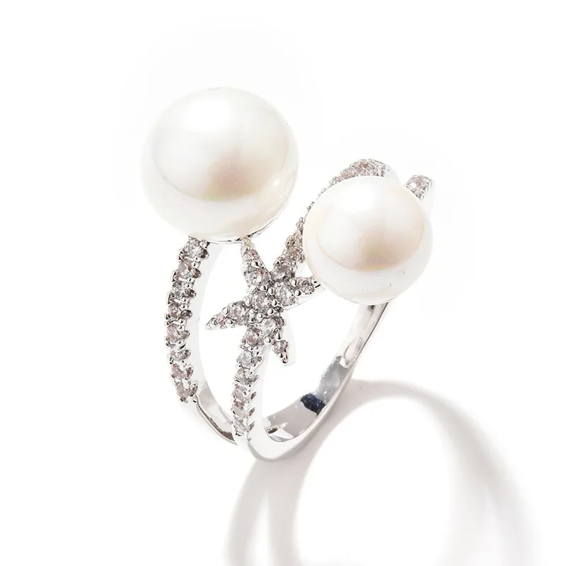 Fashion Ins Wind Design Silver Plated Index Finger Zircon Ring Micro Diamond Double Pearl Star Open Ring Female For Women
Fashion Ins Wind Design Silver Plated Index Finger Zircon Ring Micro Diamond Double Pearl Star Open Ring Female For Women