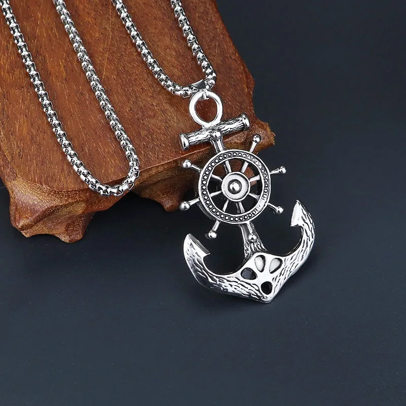 2021 New Stainless Steel Chain Men's Necklace Punk Style Alloy Jewelry Hexagram Boat Anchor Pendant Necklace for Men
2021 New Stainless Steel Chain Men's Necklace Punk Style Alloy Jewelry Hexagram Boat Anchor Pendant Necklace for Men