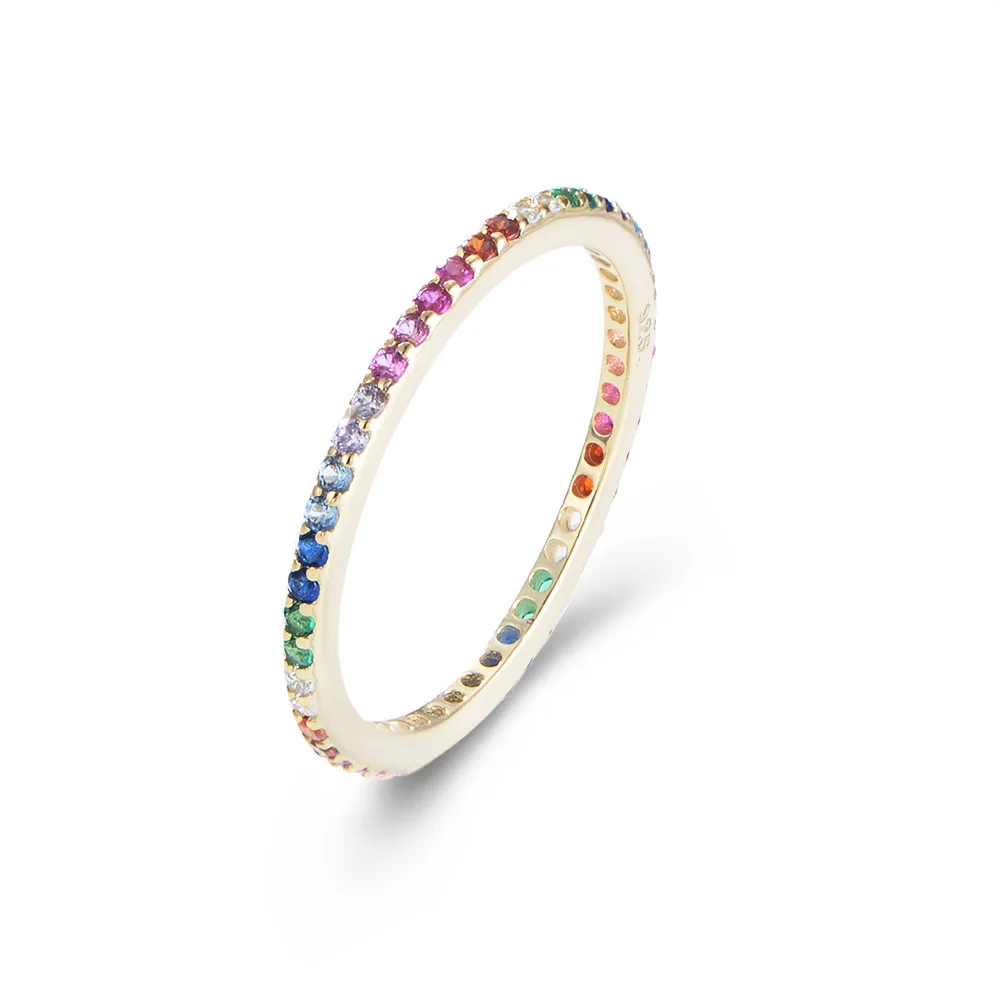 Fashionable simple fine rings jewelry 925 sterling silver full diamond colored zircon ring women, As pics
Fashionable simple fine rings jewelry 925 sterling silver full diamond colored zircon ring women, As pics